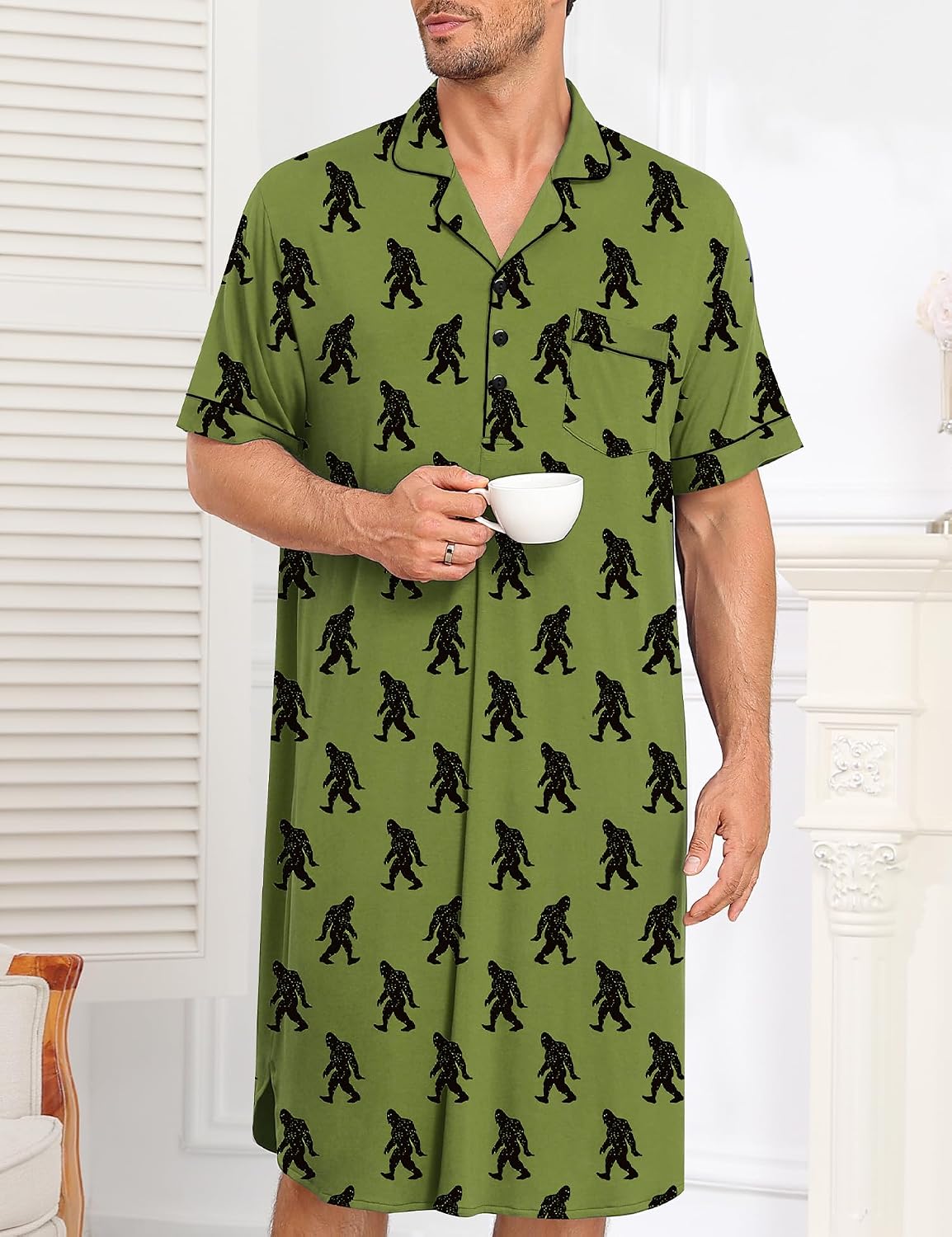 Men's Short Sleeve Button Down Nightshirt Men's Short Sleeve Button Down Nightshirt