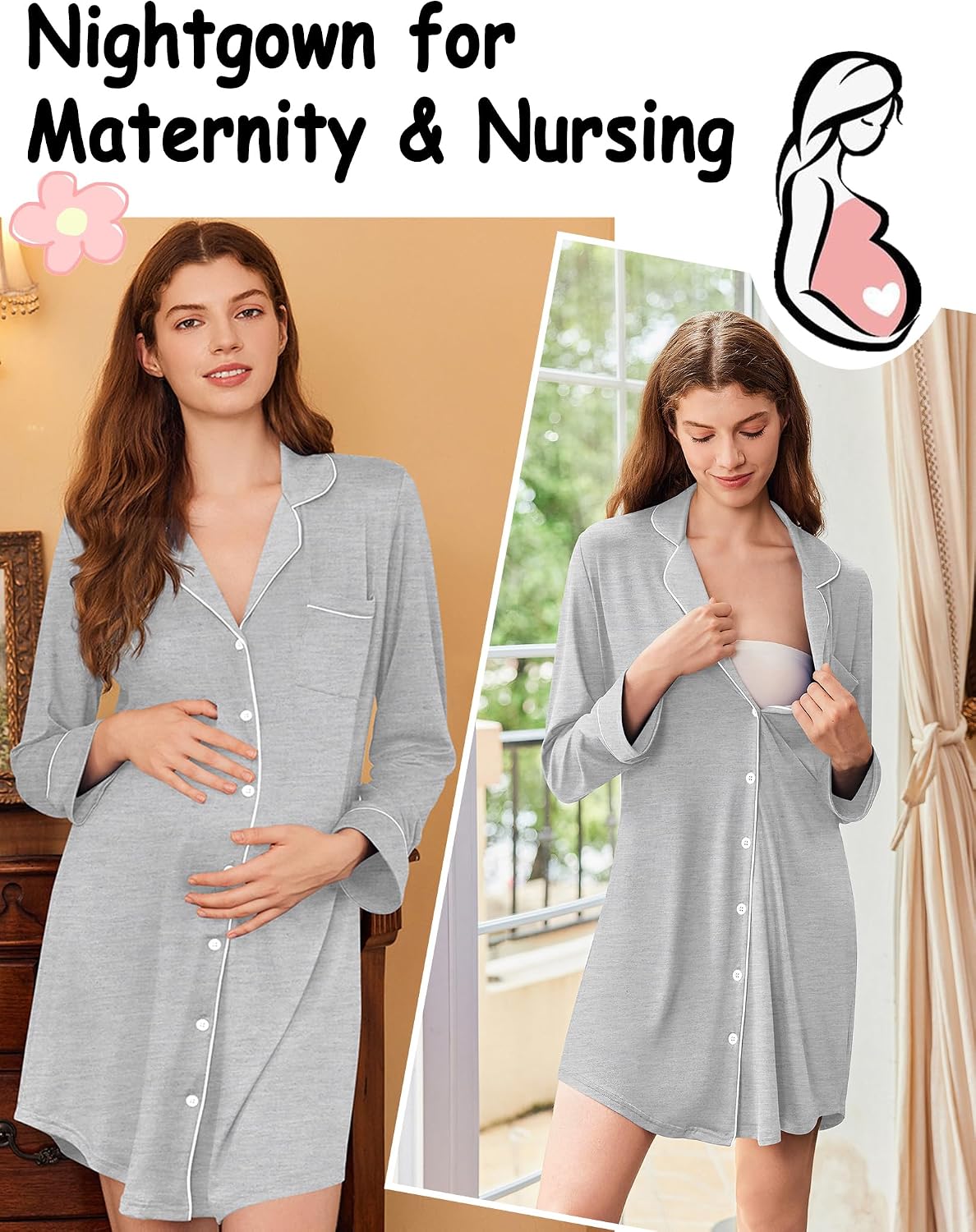 Women’s Button-Front Long-Sleeve Nightshirt Women’s Button-Front Long-Sleeve Nightshirt
