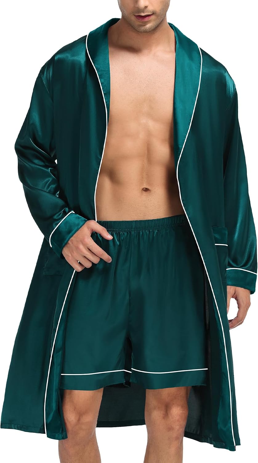 Men's Satin Kimono Bathrobe with Shorts Set Men's Satin Kimono Bathrobe with Shorts Set