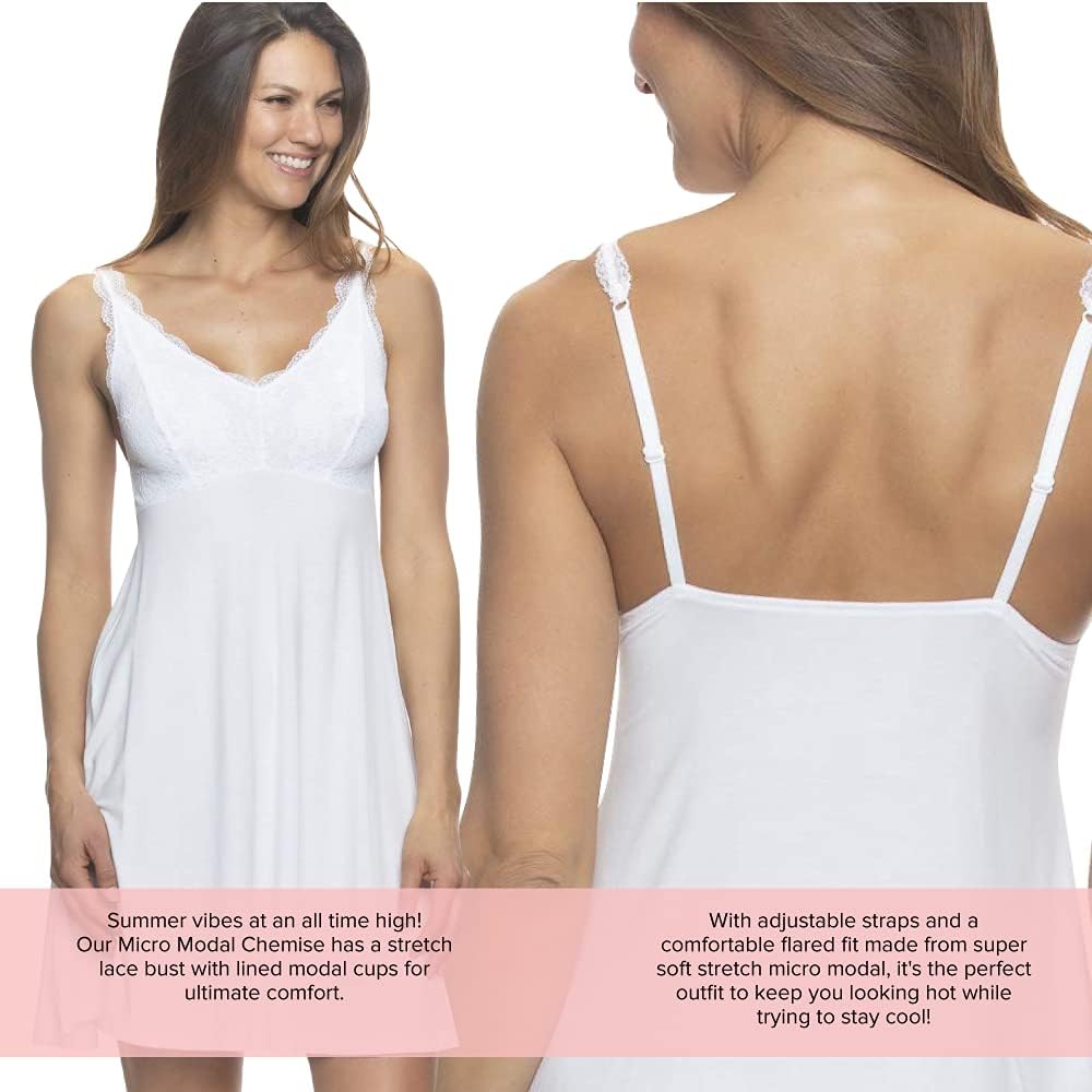 Womens Silky Micro Modal Lace Chemise