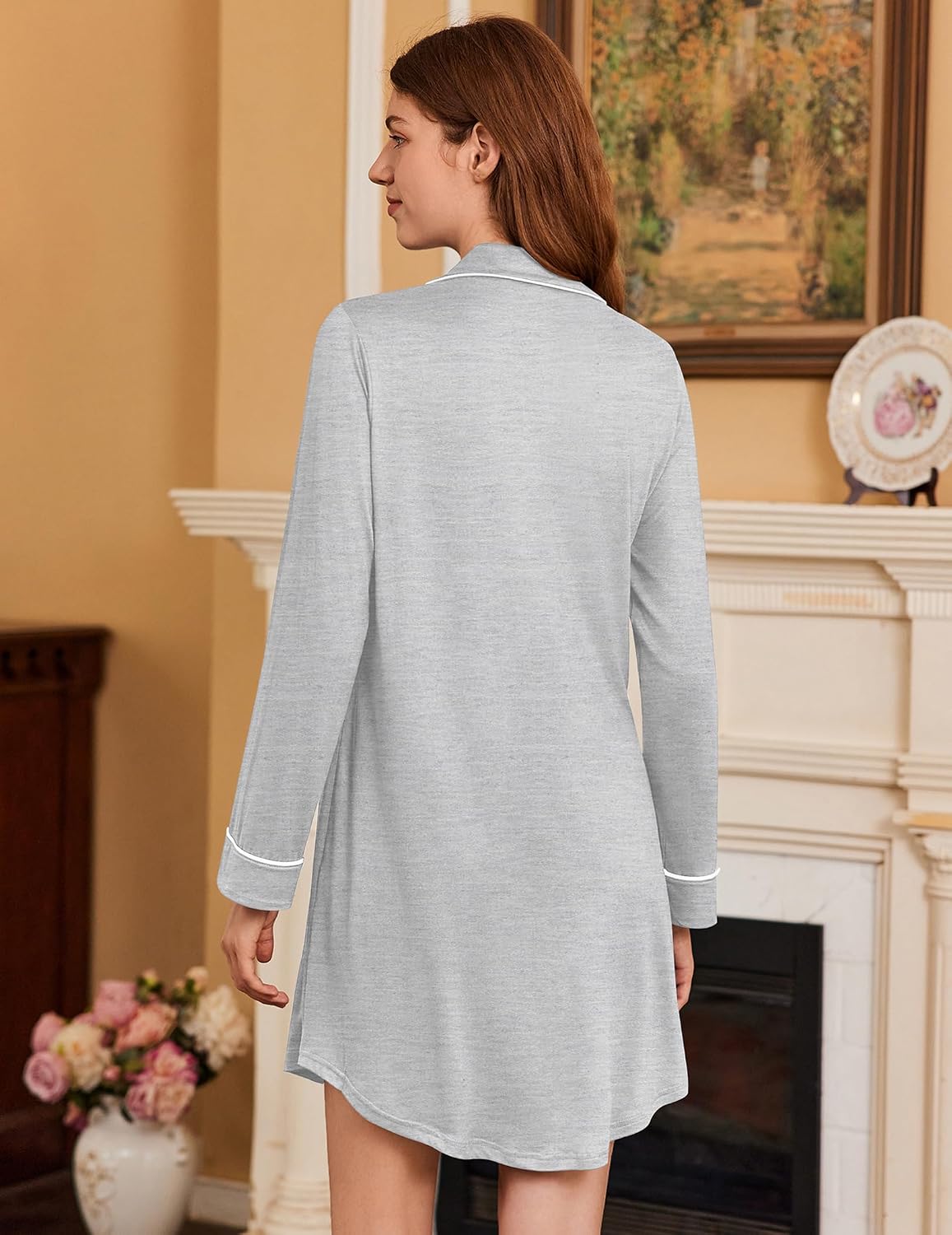 Women’s Button-Front Long-Sleeve Nightshirt Women’s Button-Front Long-Sleeve Nightshirt