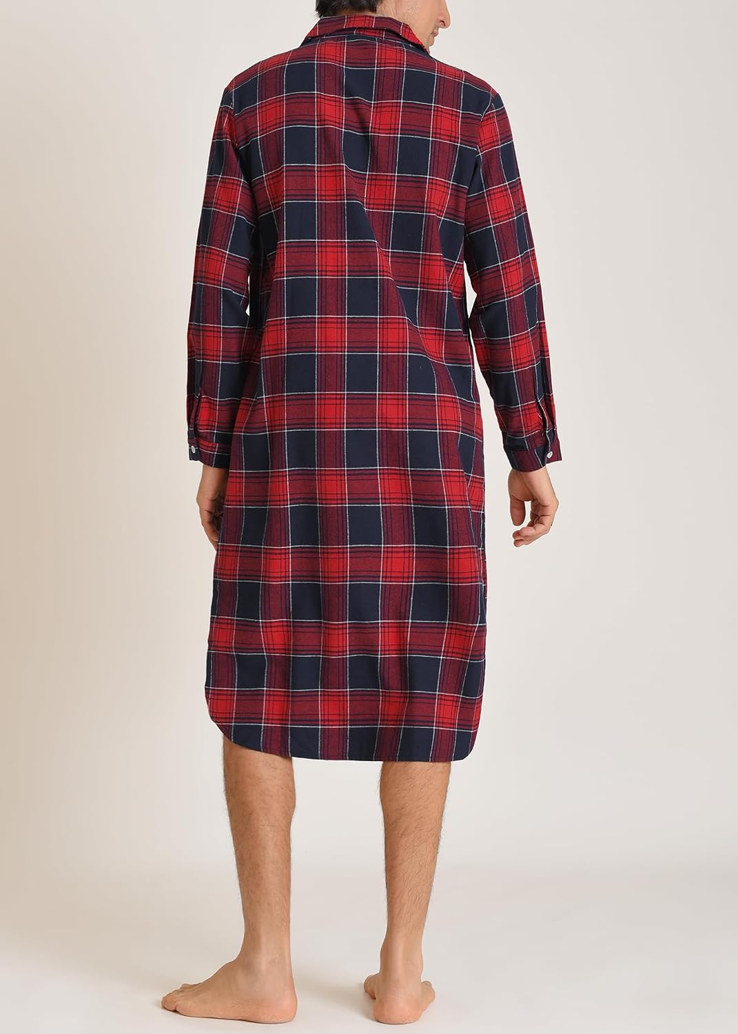 Men's Cotton Flannel Long Sleeve Night Gown