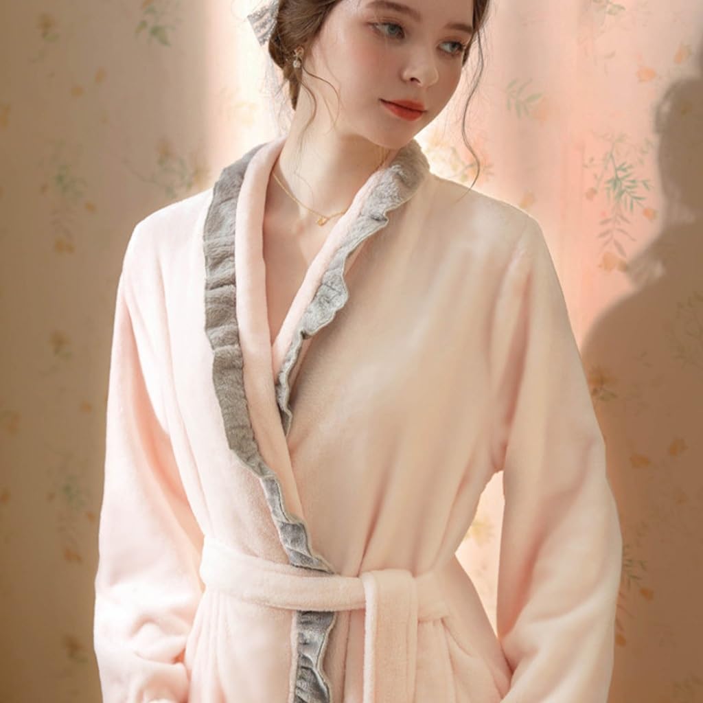 Women's Plush Fluffy Fleece Bathrobe Long House Coat Women's Plush Fluffy Fleece Bathrobe Long House Coat
