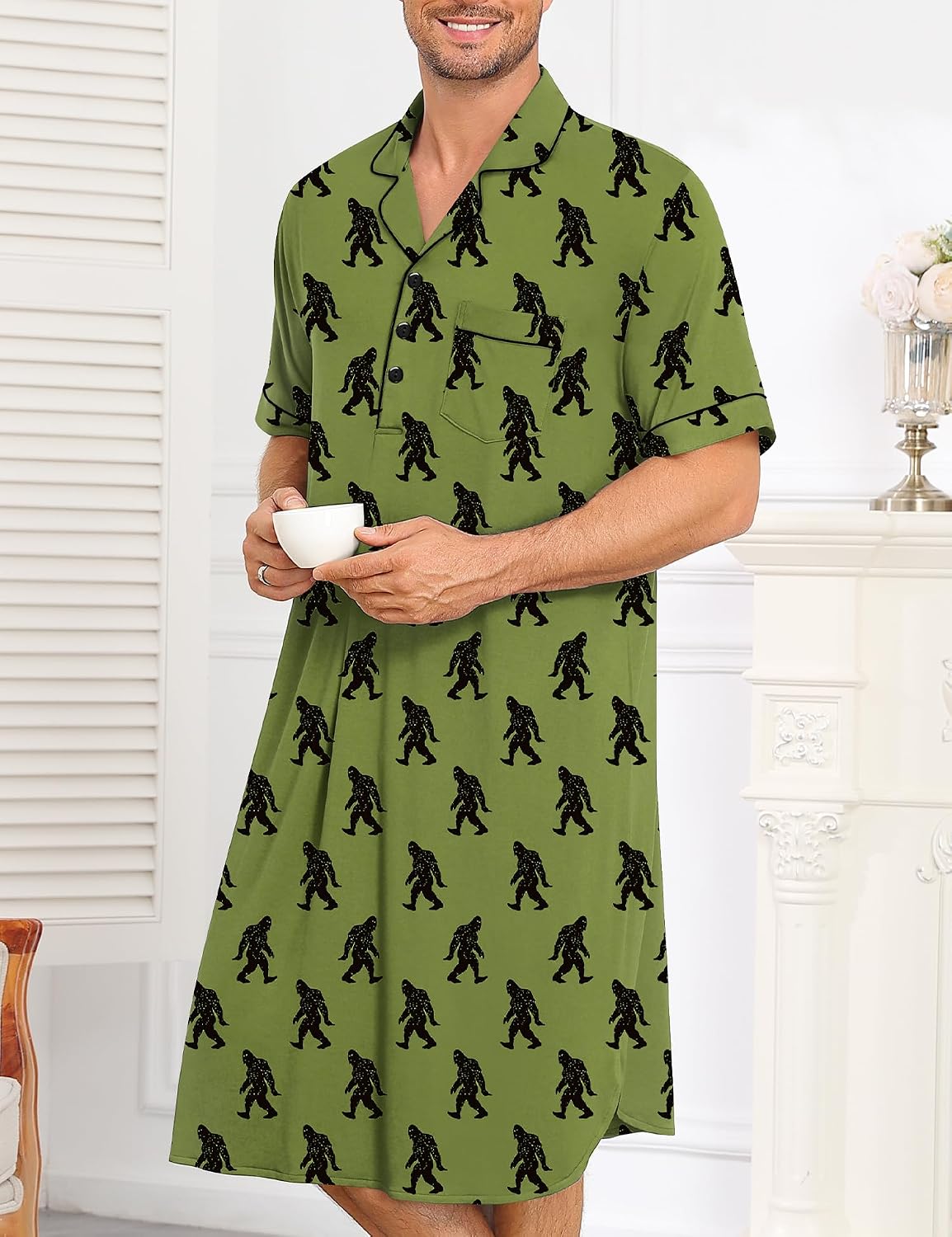 Men's Short Sleeve Button Down Nightshirt Men's Short Sleeve Button Down Nightshirt