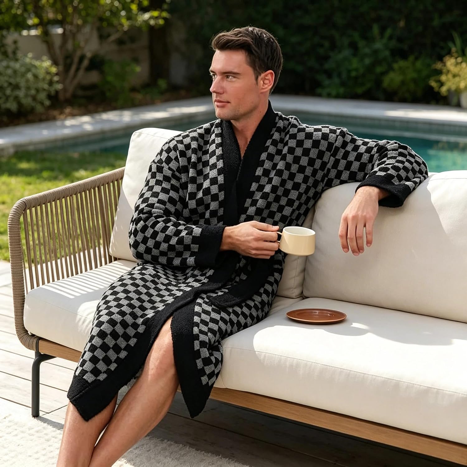 Men's Plush Chenille Hoodless Robe Men's Plush Chenille Hoodless Robe