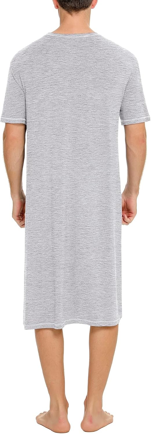 Men's Henley Short Sleeve Nightshirt