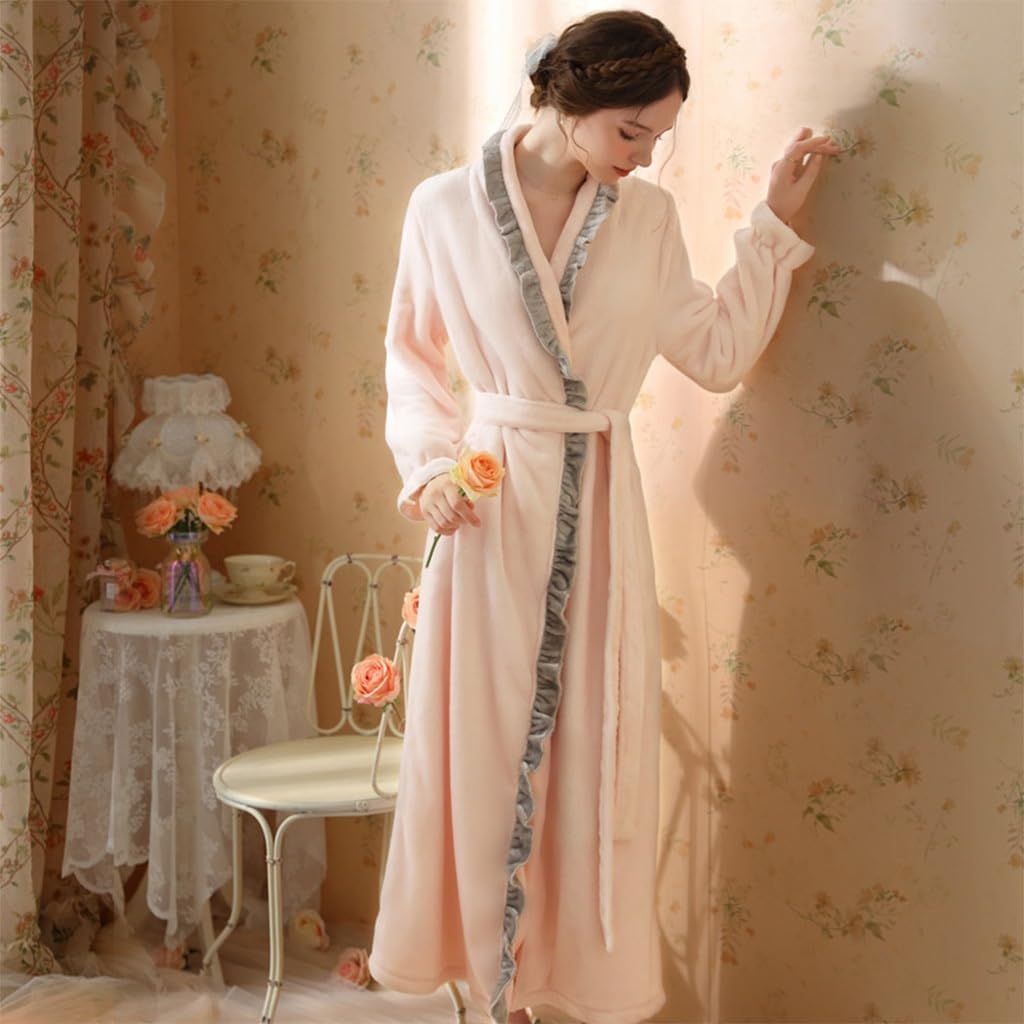 Women's Plush Fluffy Fleece Bathrobe Long House Coat