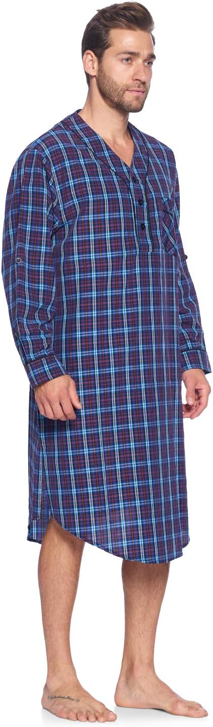 Men's Long Henley Nightshirt
