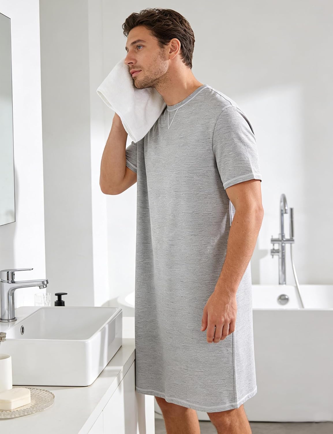 Men's Henley Short Sleeve Nightshirt