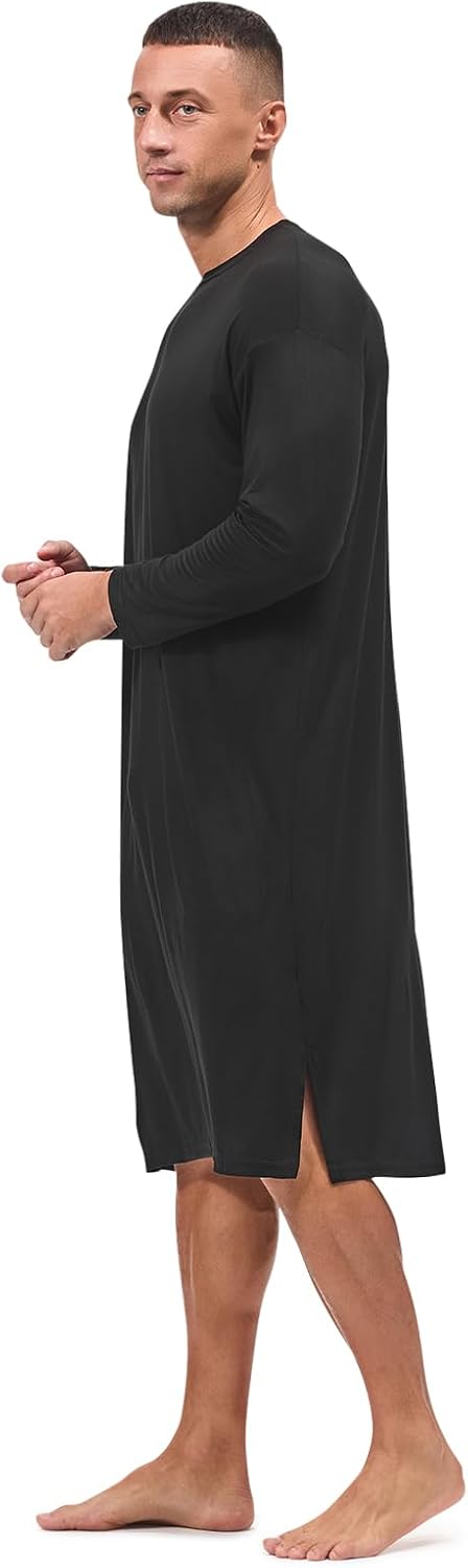 Men's Long Sleeve Nightshirt Sleep Gown