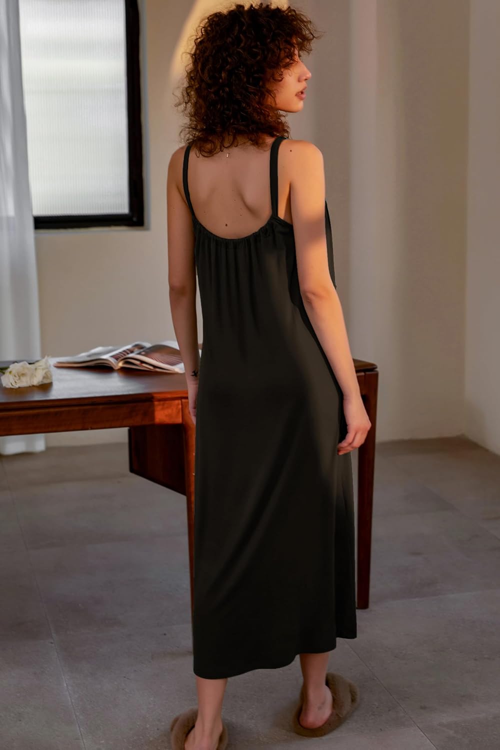 Women Sleeveless Long Nightgown Full Slip V Neck Women Sleeveless Long Nightgown Full Slip V Neck