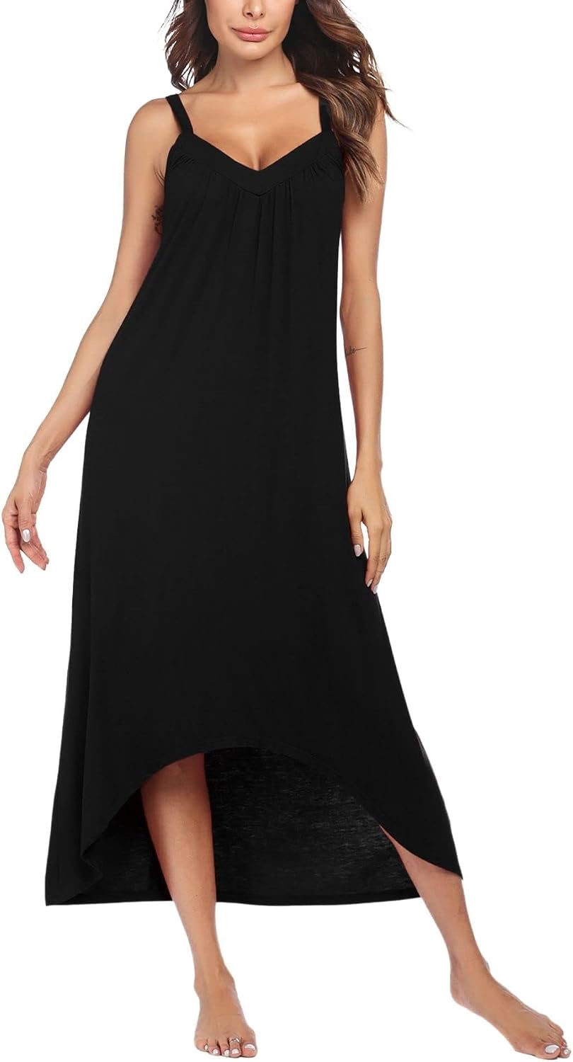 Women Sleeveless Long Nightgown Full Slip V Neck