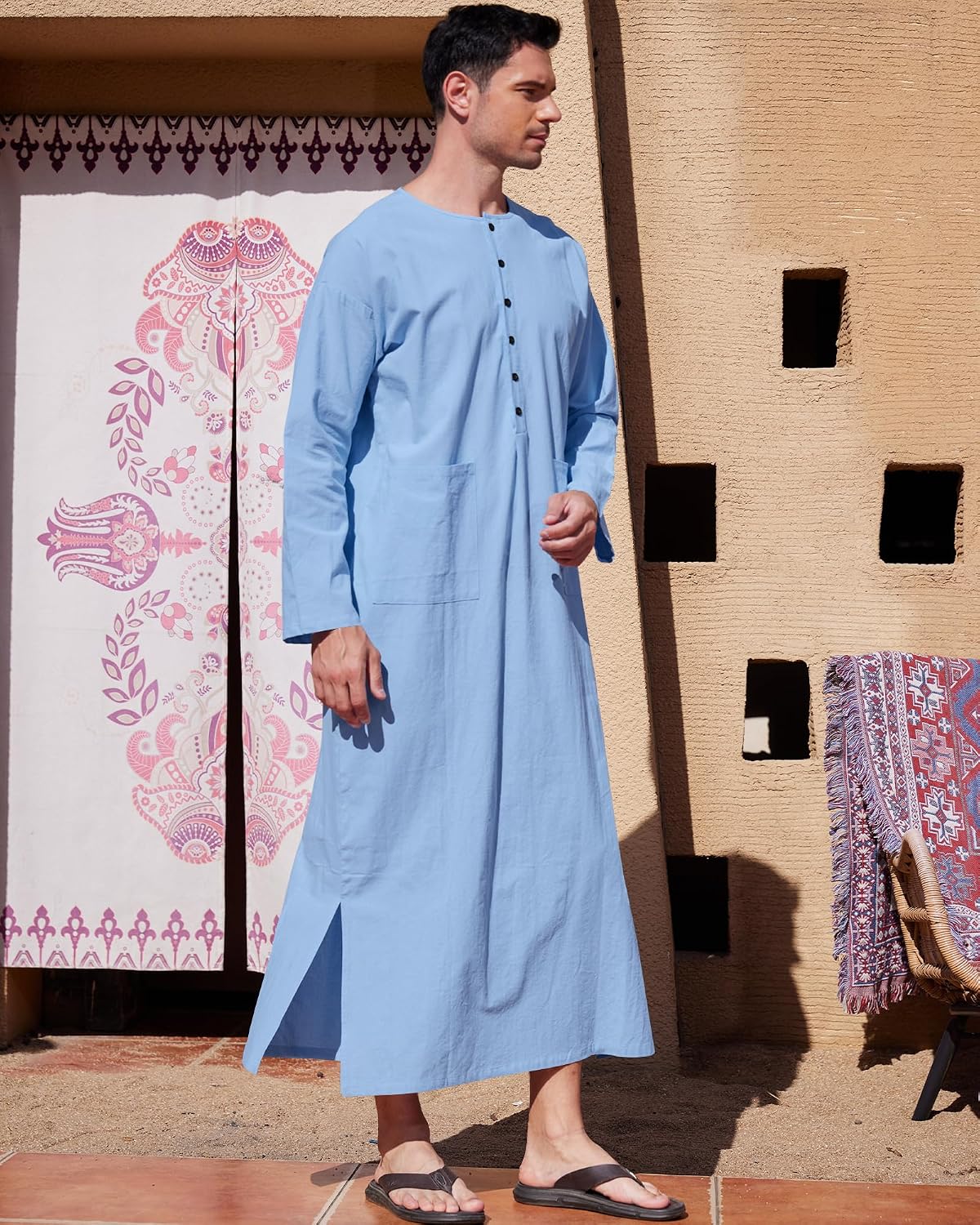 Men's Cotton Linen Kaftan Thobe