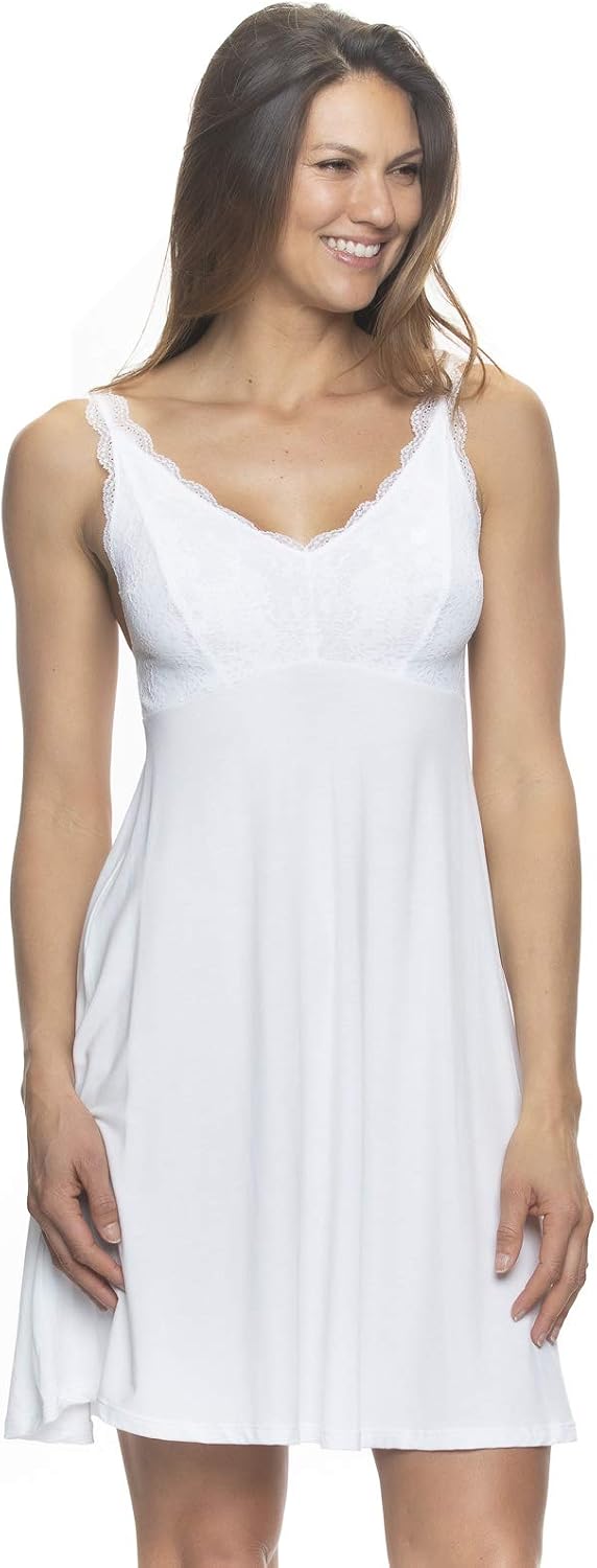 Womens Silky Micro Modal Lace Chemise