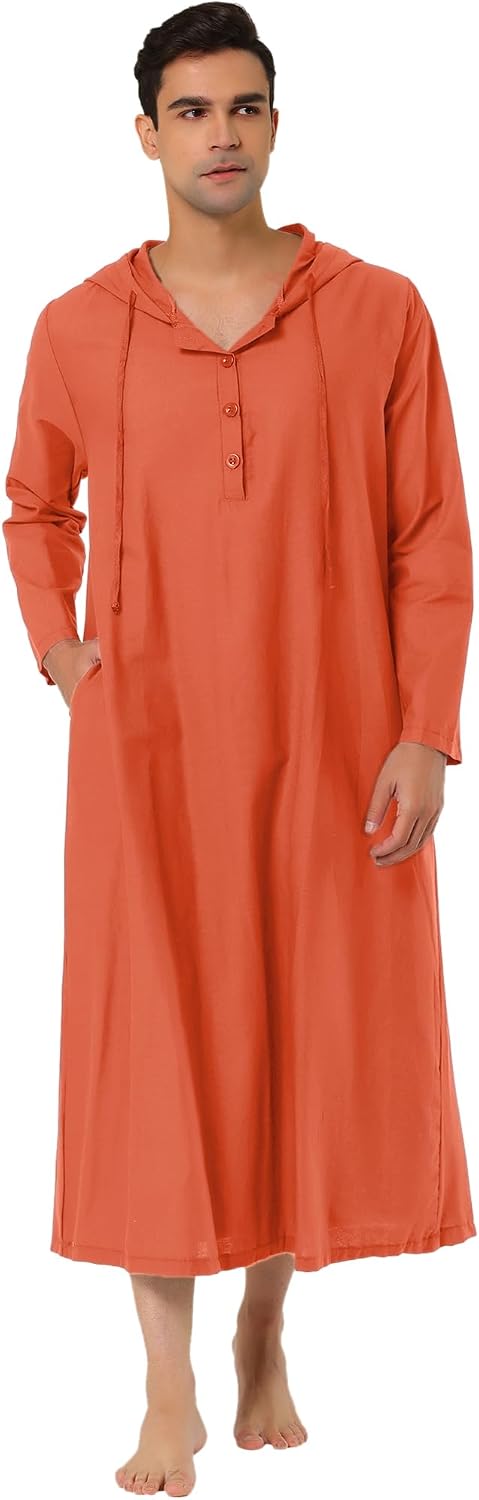 Men's Hooded Long Nightshirt