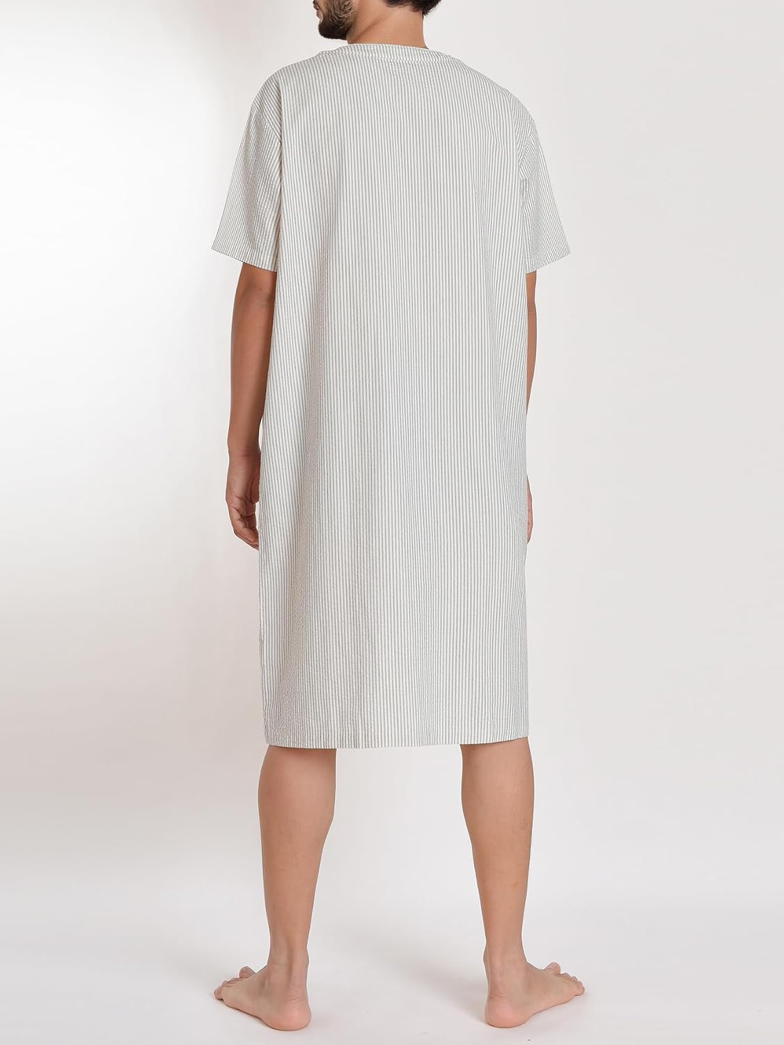 Men's Cotton Seersucker Button Down Nightshirt Men's Cotton Seersucker Button Down Nightshirt