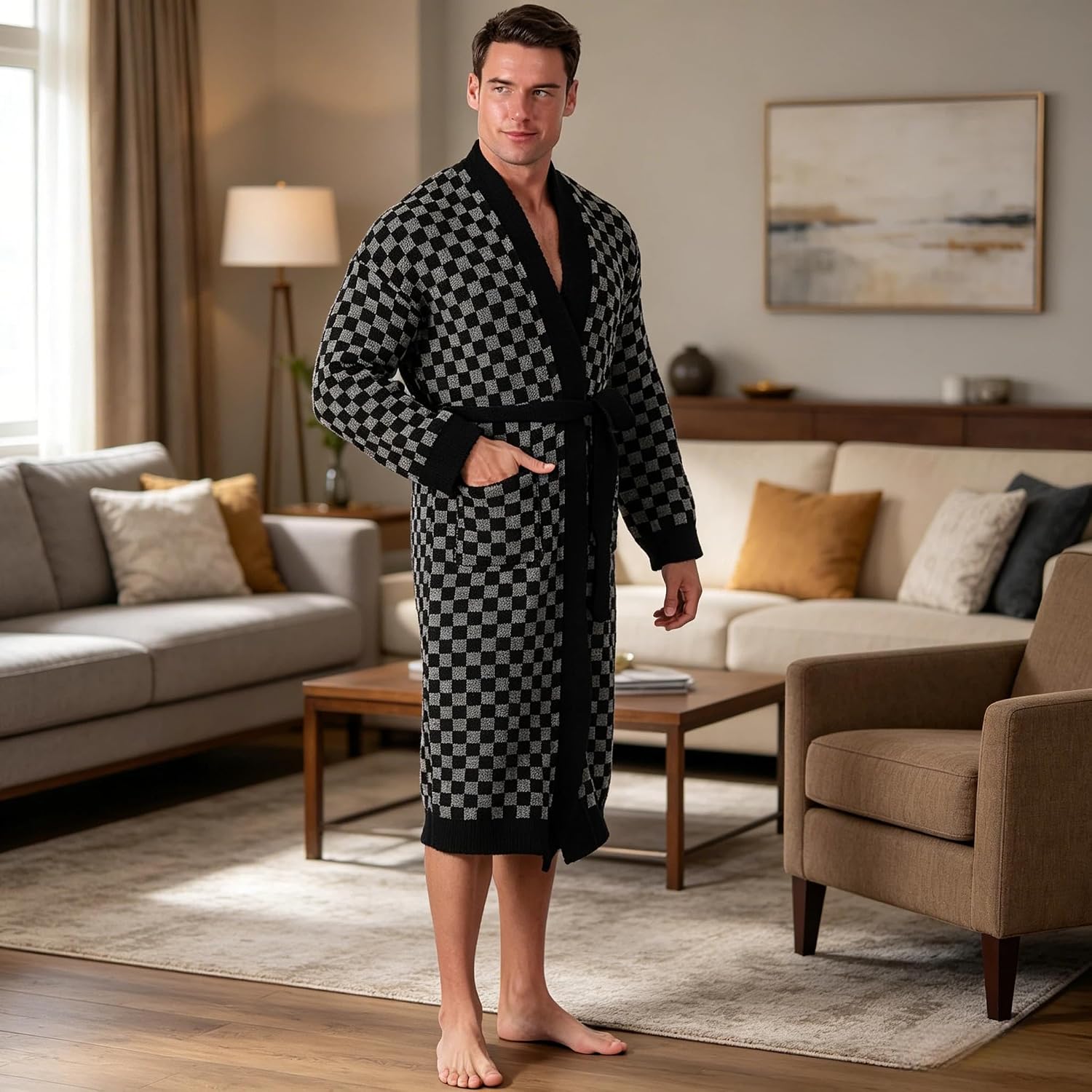 Men's Plush Chenille Hoodless Robe Men's Plush Chenille Hoodless Robe