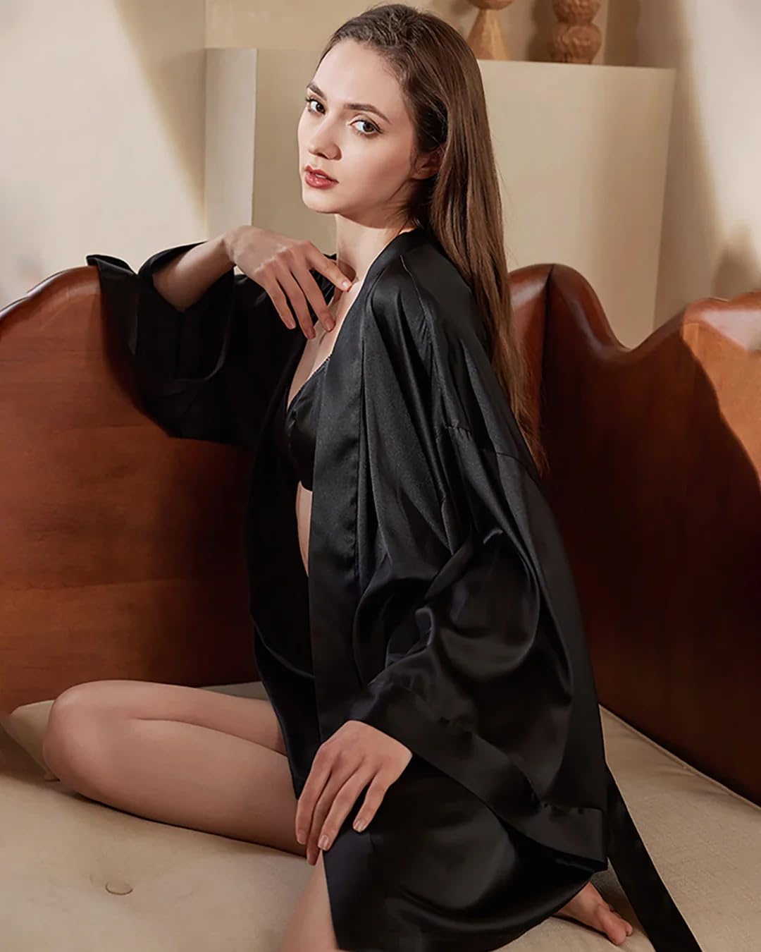 Women’s Satin-Finish Short Robe