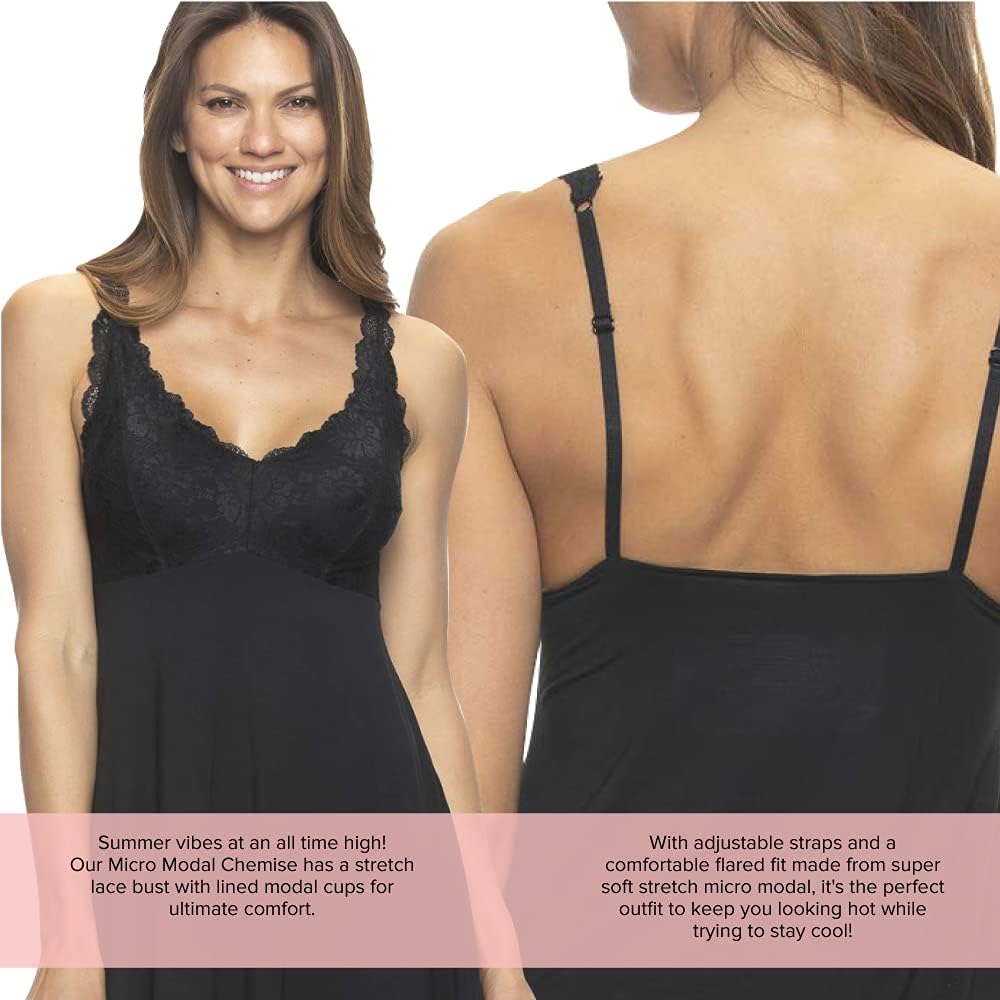 Womens Micro Modal Lace Chemise Nightgown