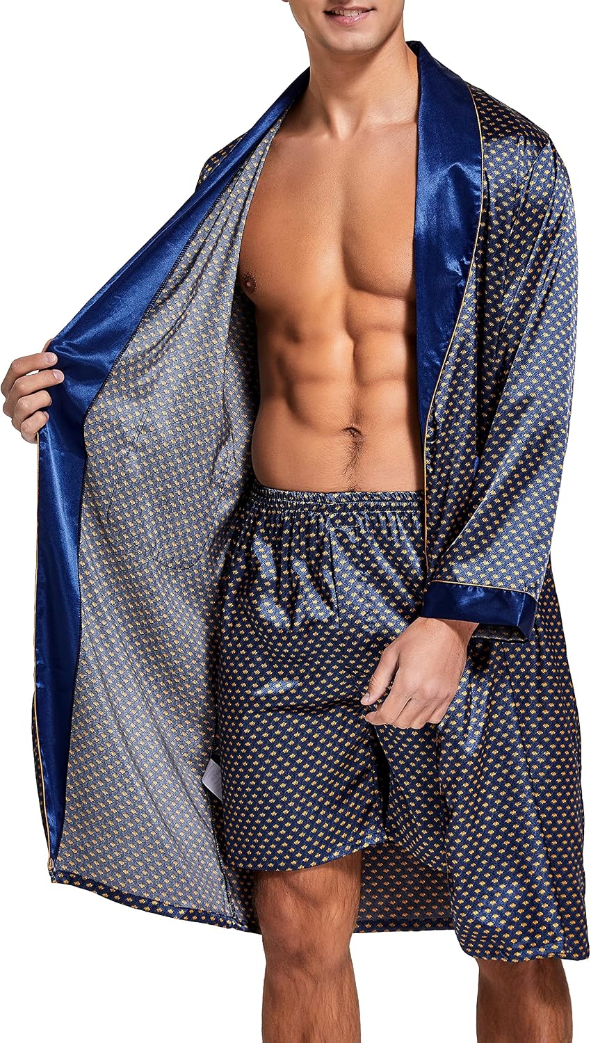 Men's Satin Kimono Robe with Shorts Set Men's Satin Kimono Robe with Shorts Set
