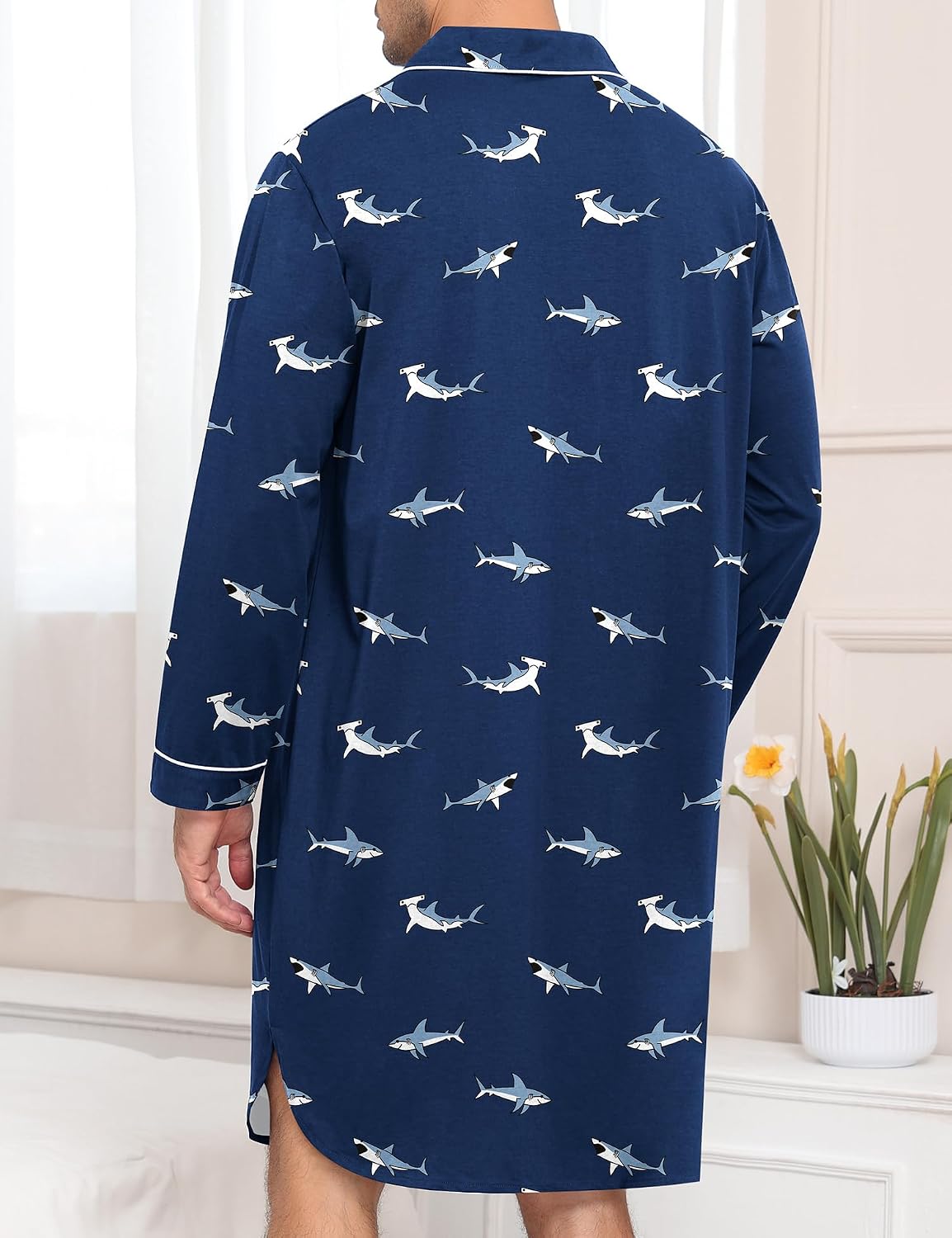 Men's Long Sleeve Button Down Nightshirt Men's Long Sleeve Button Down Nightshirt