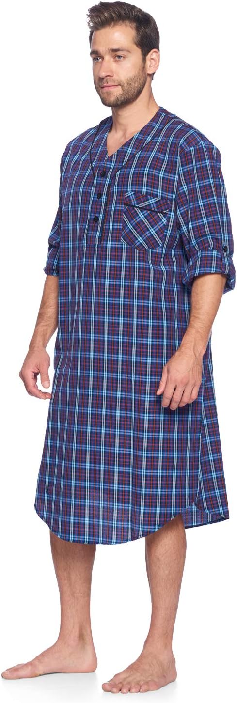 Men's Long Henley Nightshirt