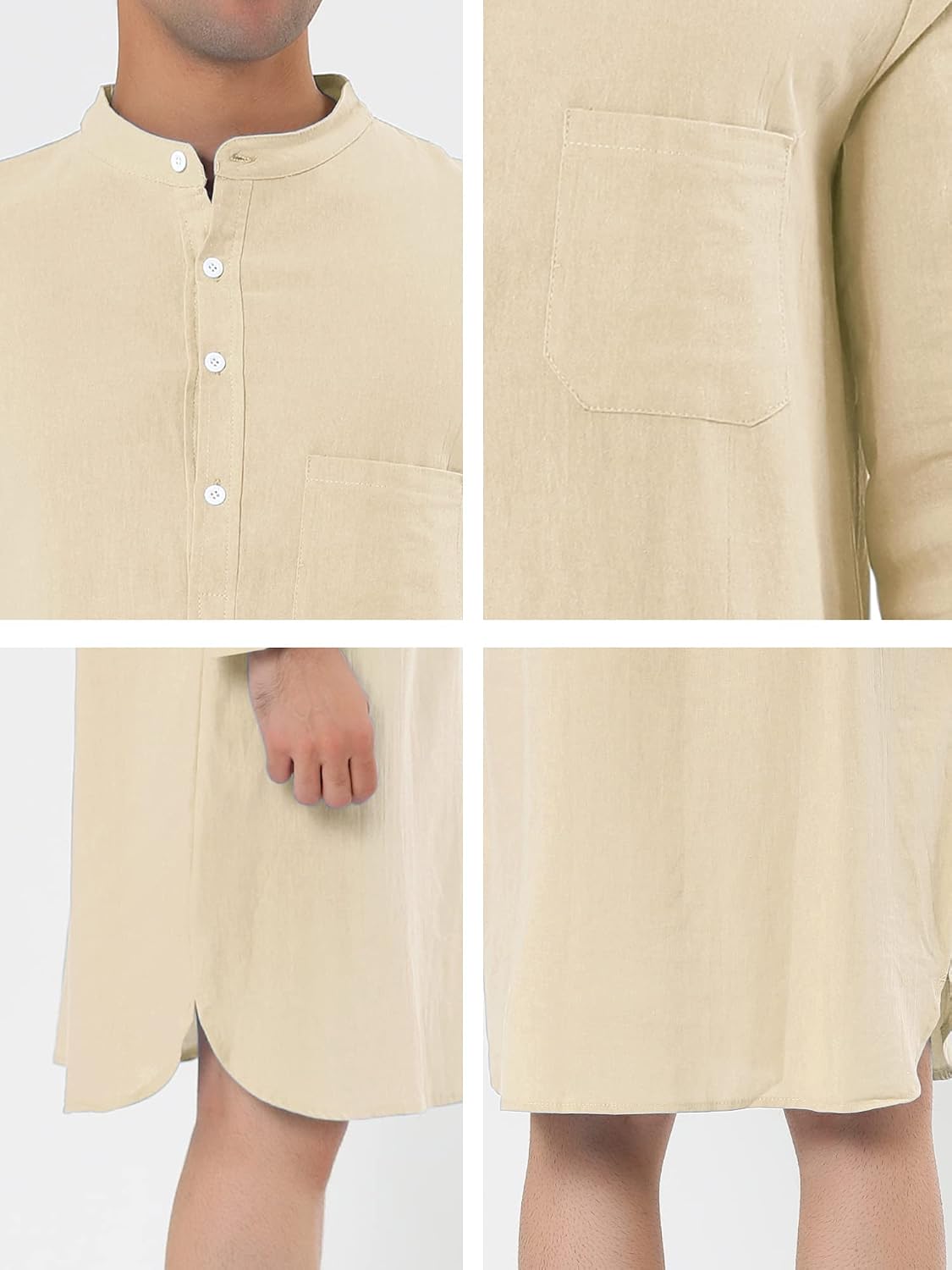 Men's Banded Collar Henley Nightshirt Men's Banded Collar Henley Nightshirt