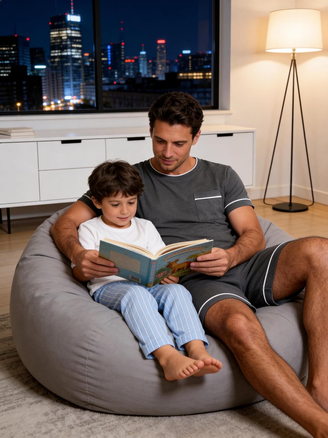 Mens Pajamas Set Cotton Shorts Set Short Sleeve Soft Sleepwear