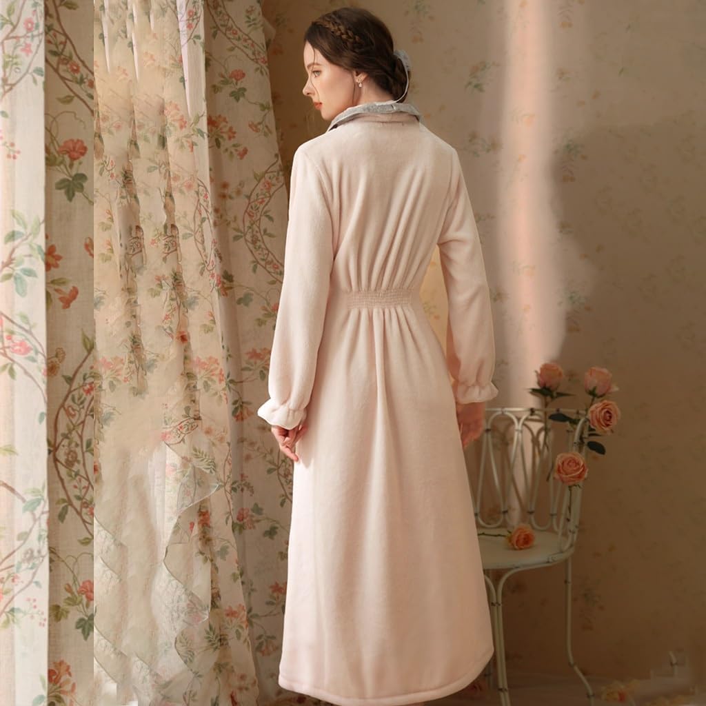 Women's Plush Fluffy Fleece Bathrobe Long House Coat Women's Plush Fluffy Fleece Bathrobe Long House Coat