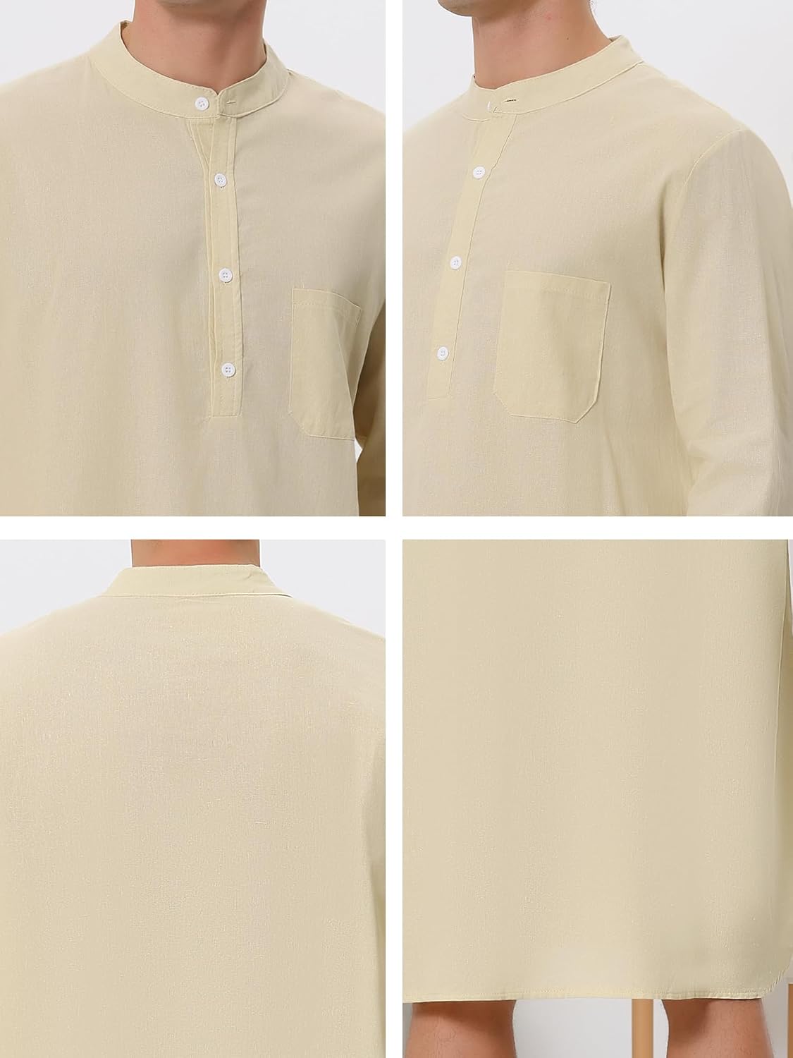 Men's Banded Collar Henley Nightshirt Men's Banded Collar Henley Nightshirt