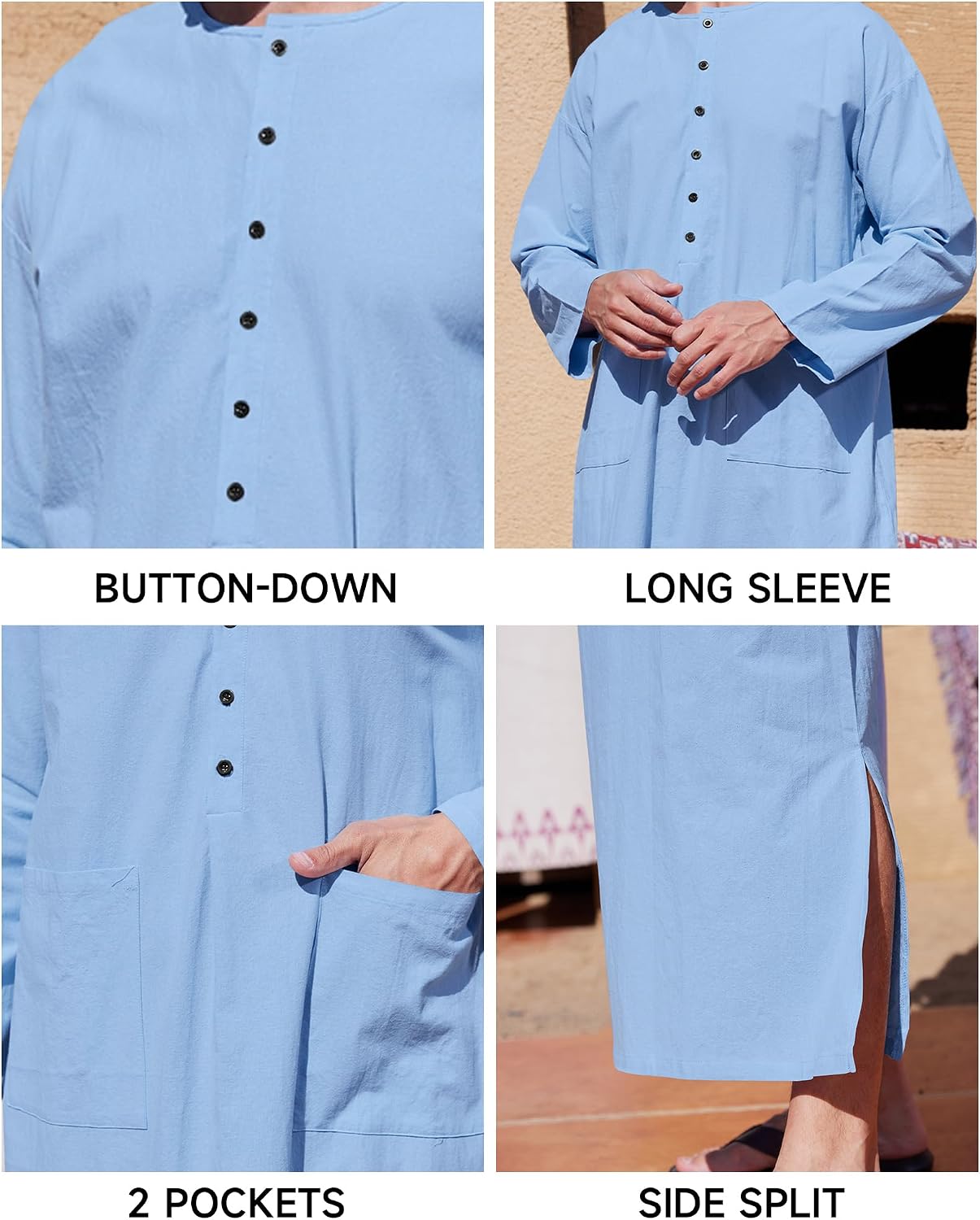 Men's Cotton Linen Kaftan Thobe