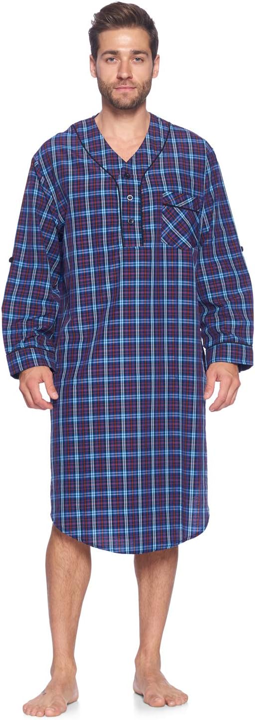 Men's Long Henley Nightshirt