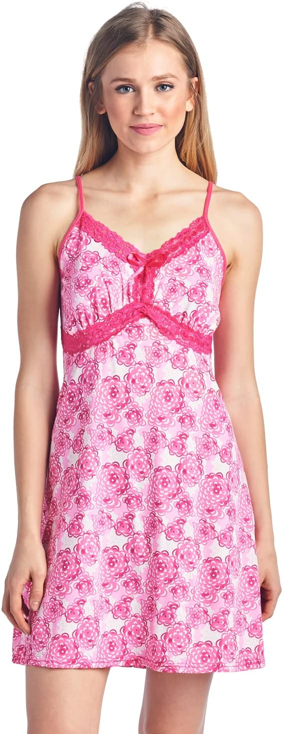 Womens Cotton Knit Chemise Slip Nightgown