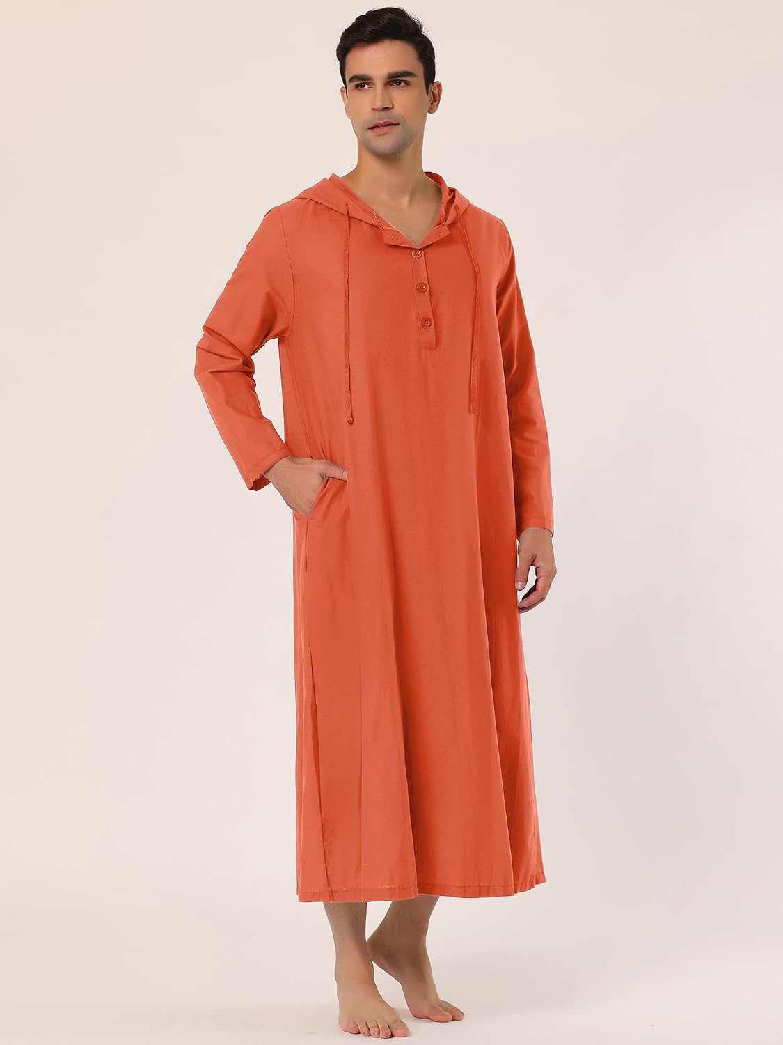 Men's Hooded Long Nightshirt