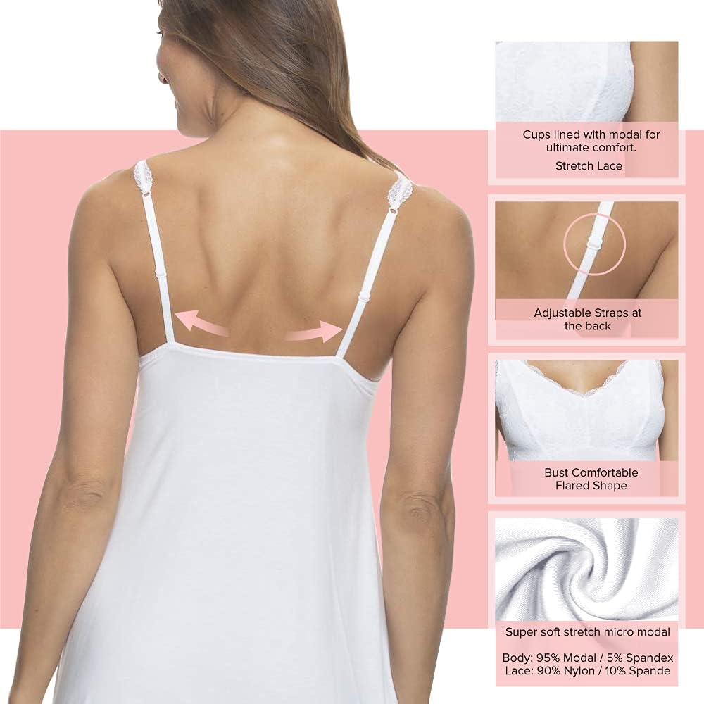 Womens Silky Micro Modal Lace Chemise Womens Silky Micro Modal Lace Chemise