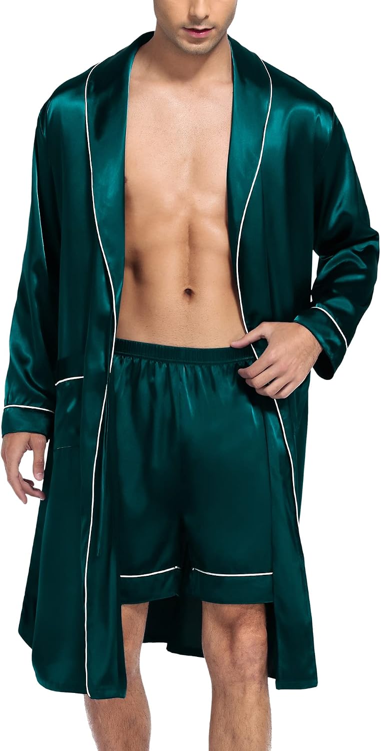 Men's Satin Kimono Bathrobe with Shorts Set Men's Satin Kimono Bathrobe with Shorts Set