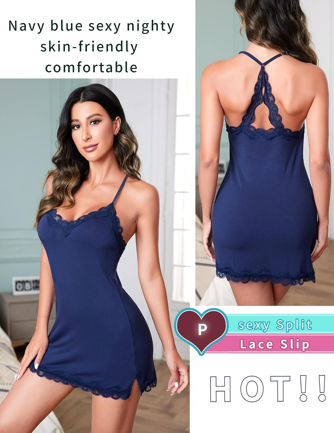 Women’s Cotton Lace-Trim V-Neck Nightdress