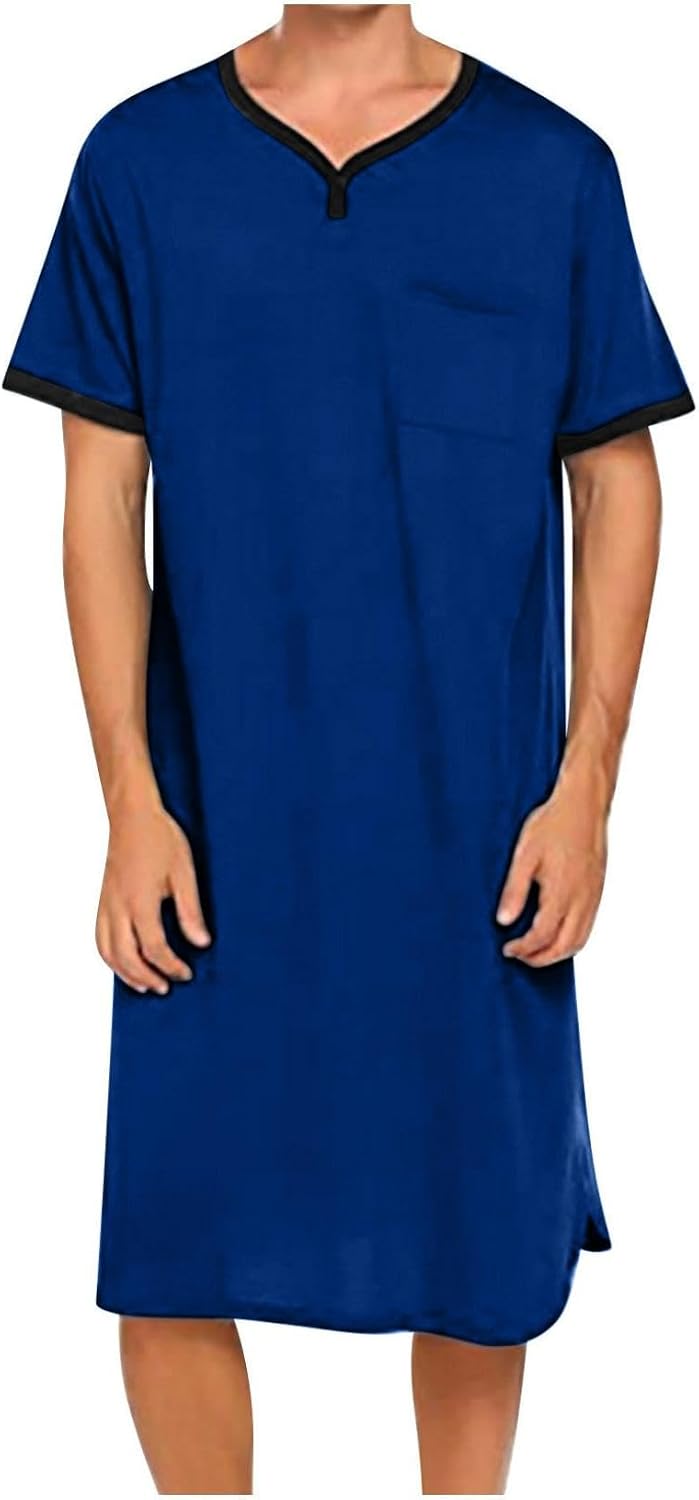 Men's Loose Henley Sleep Shirt