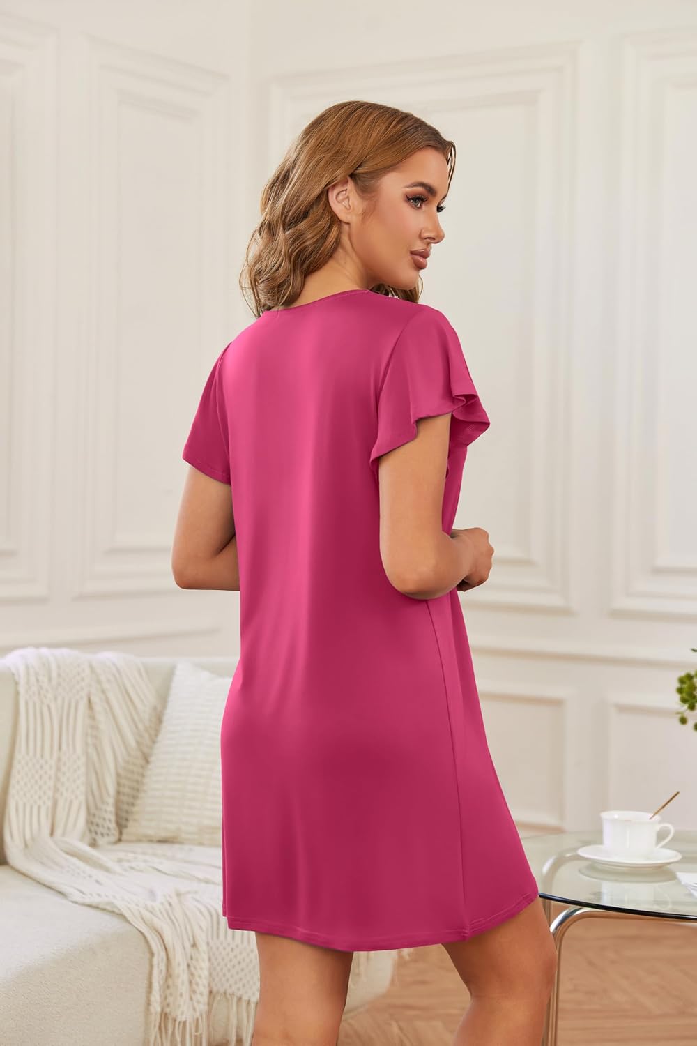 Women’s Flare-Sleeve Lace-Trim Sleep Shirt