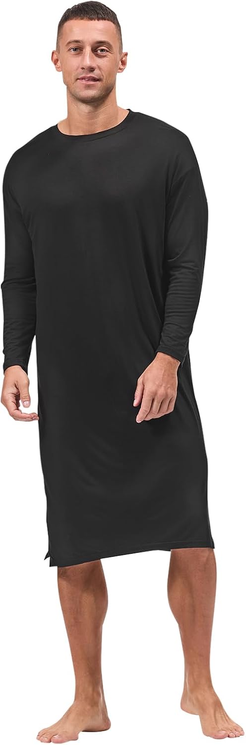 Men's Long Sleeve Nightshirt Sleep Gown