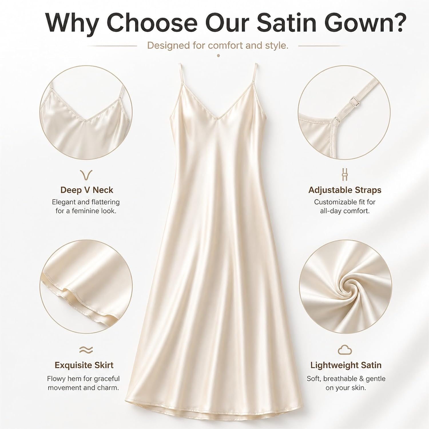Women’s V-Neck Long Slip Nightdress