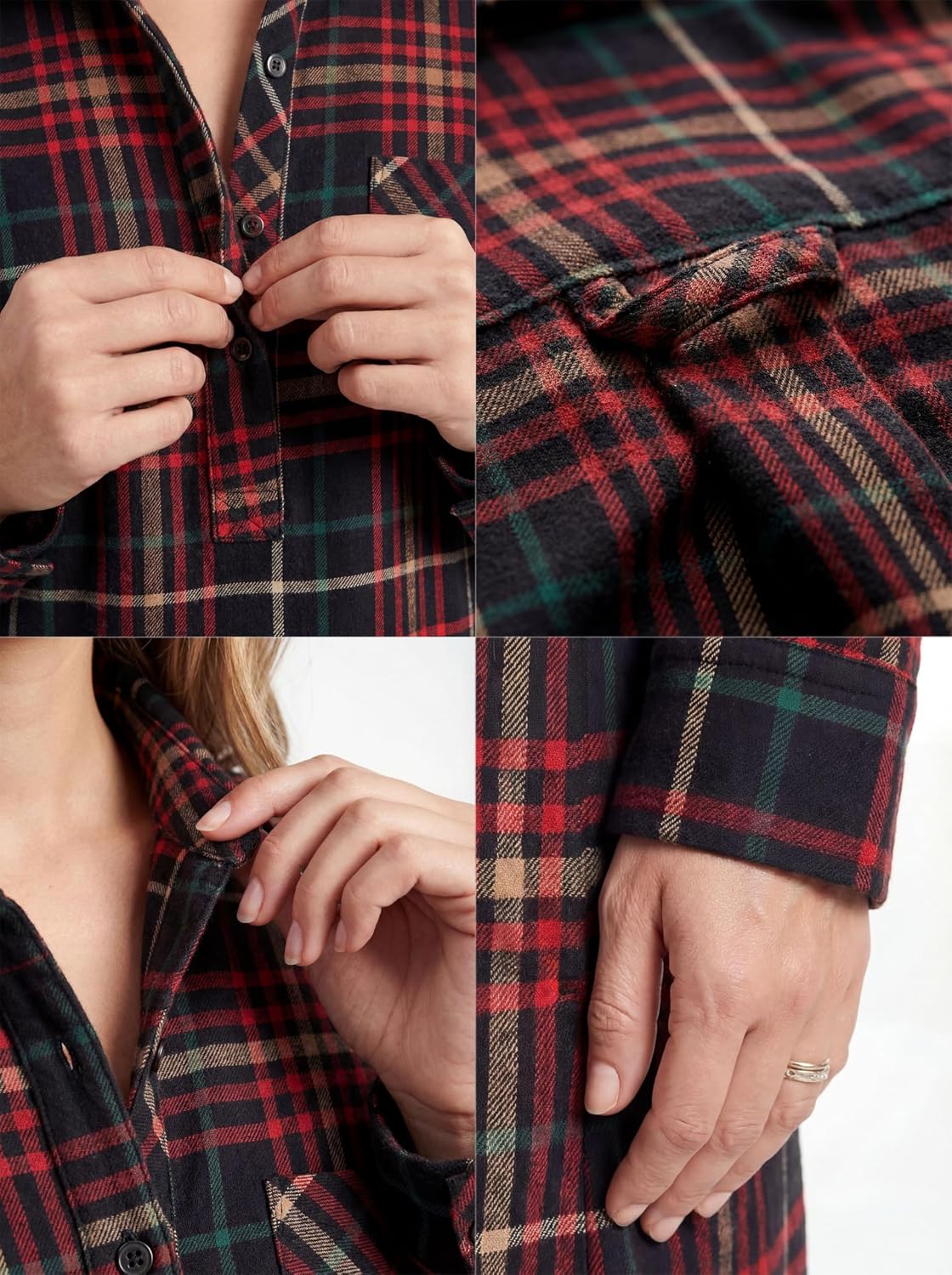 Women's Flannel Long Henley Nightshirt Women's Flannel Long Henley Nightshirt