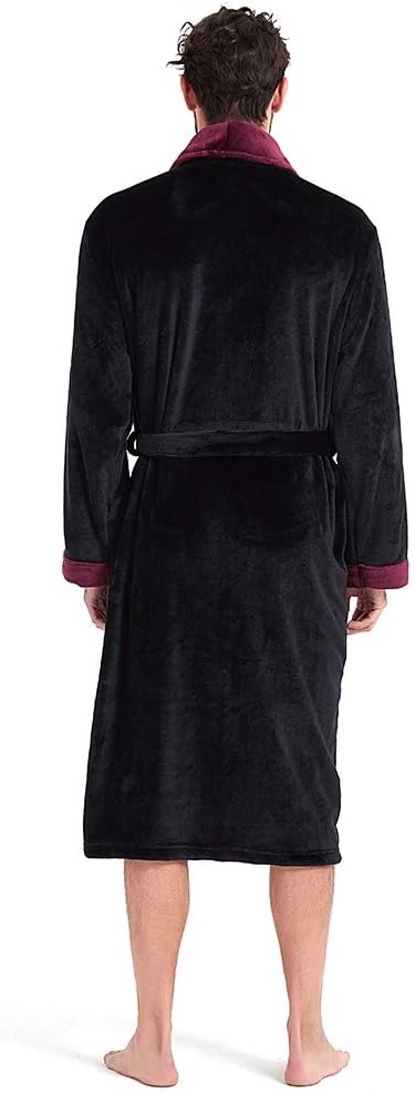 Men's Fleece Hooded Shawl Collar Bathrobe Men's Fleece Hooded Shawl Collar Bathrobe