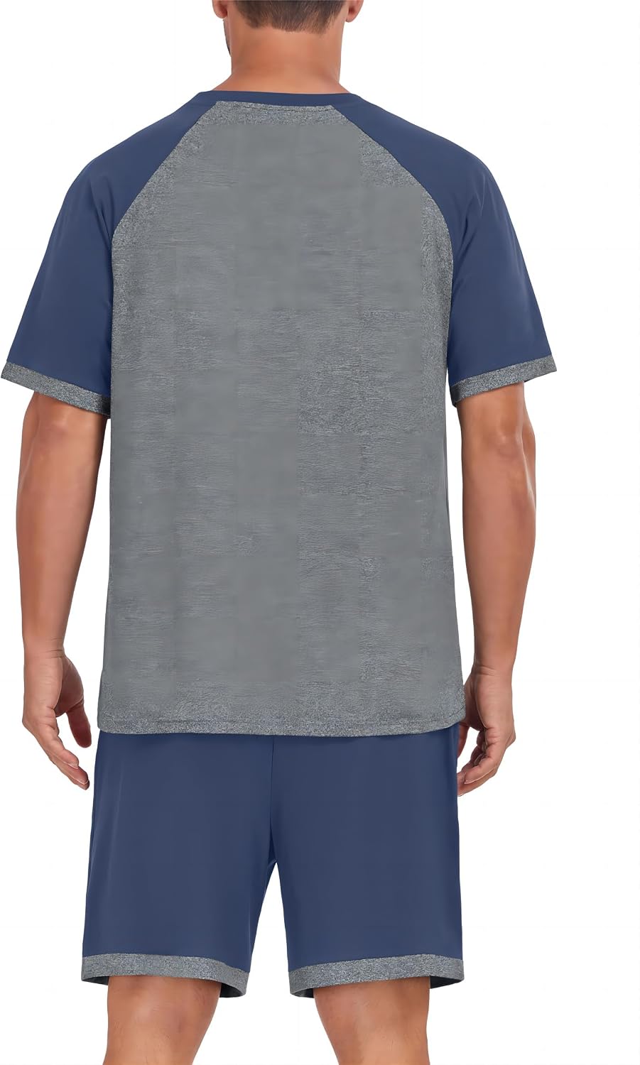 Mens Pajamas Set Lightweight Summer Short Sleeve Sleepwear Loungewear with Pocket