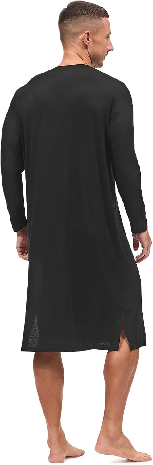 Men's Long Sleeve Nightshirt Sleep Gown
