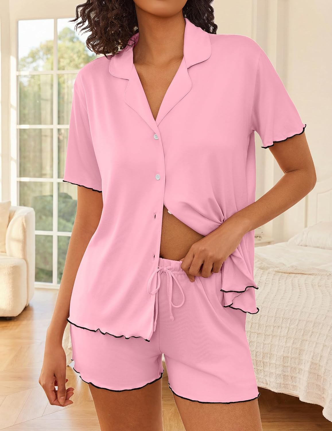 Women’s Button-Front Short Pajama Set