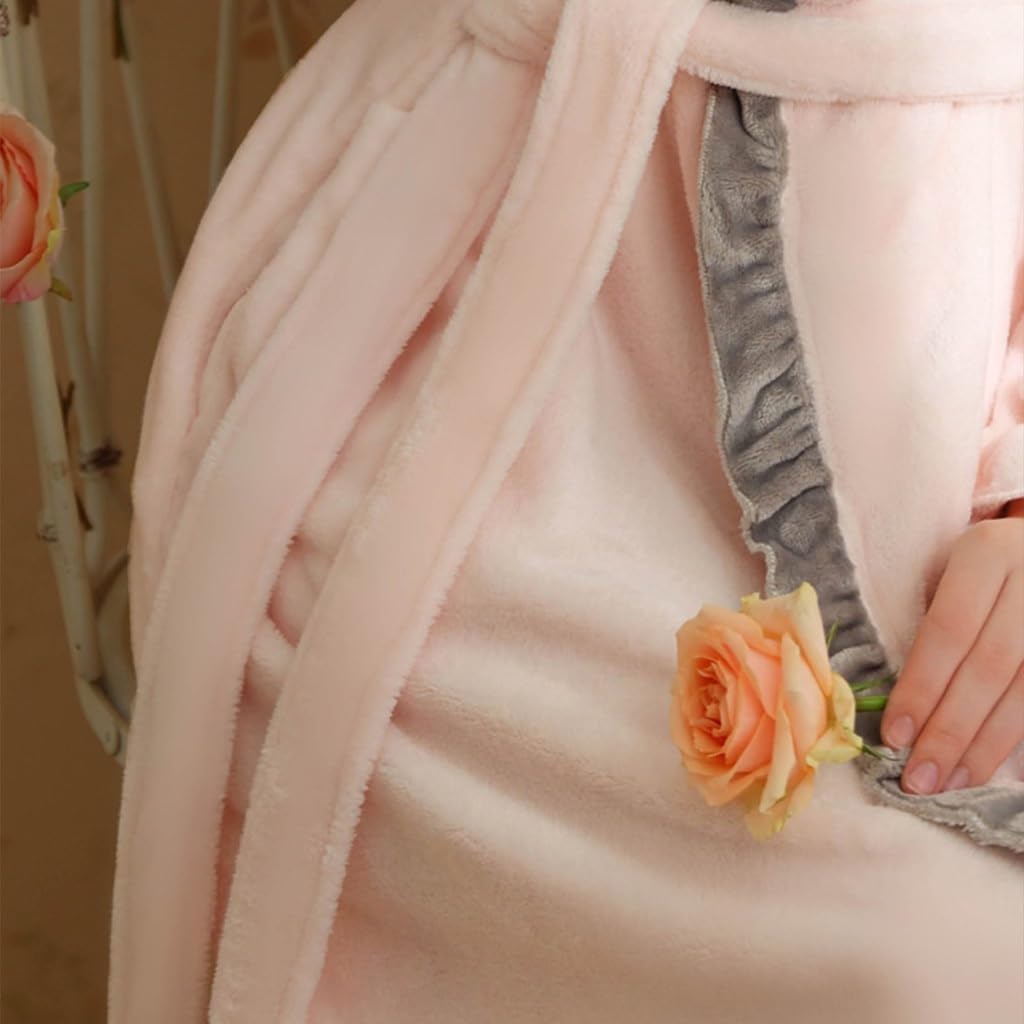 Women's Plush Fluffy Fleece Bathrobe Long House Coat Women's Plush Fluffy Fleece Bathrobe Long House Coat