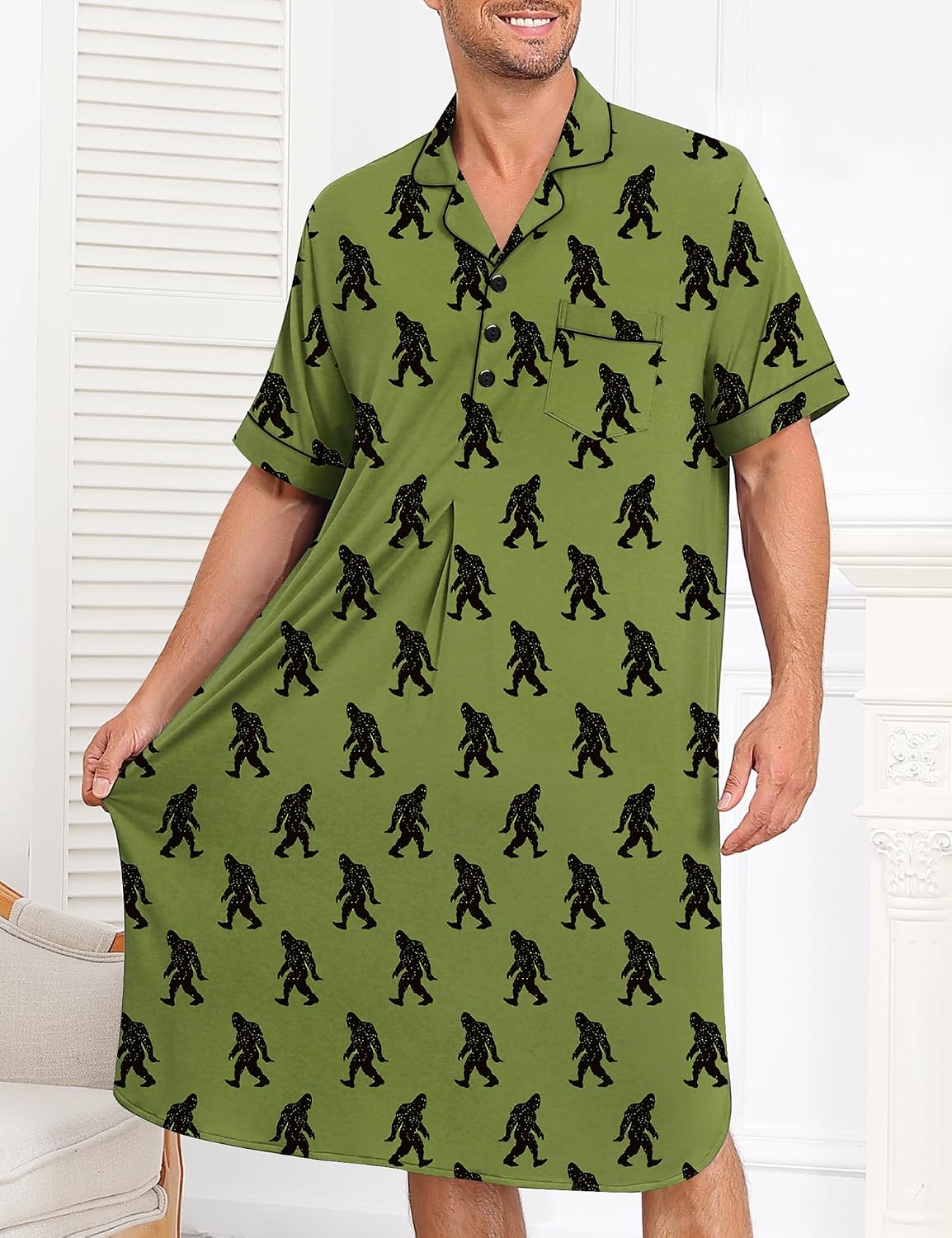 Men's Short Sleeve Button Down Nightshirt Men's Short Sleeve Button Down Nightshirt