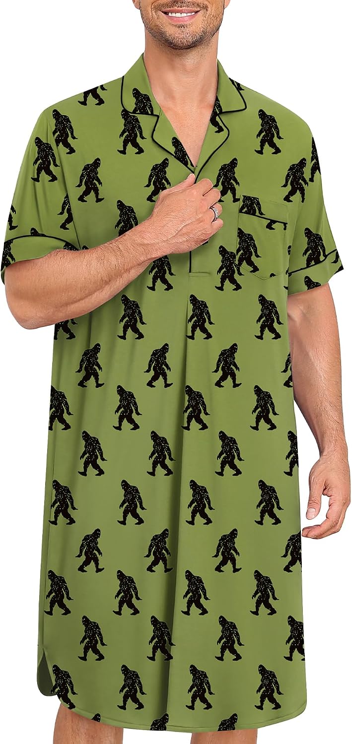 Men's Short Sleeve Button Down Nightshirt Men's Short Sleeve Button Down Nightshirt