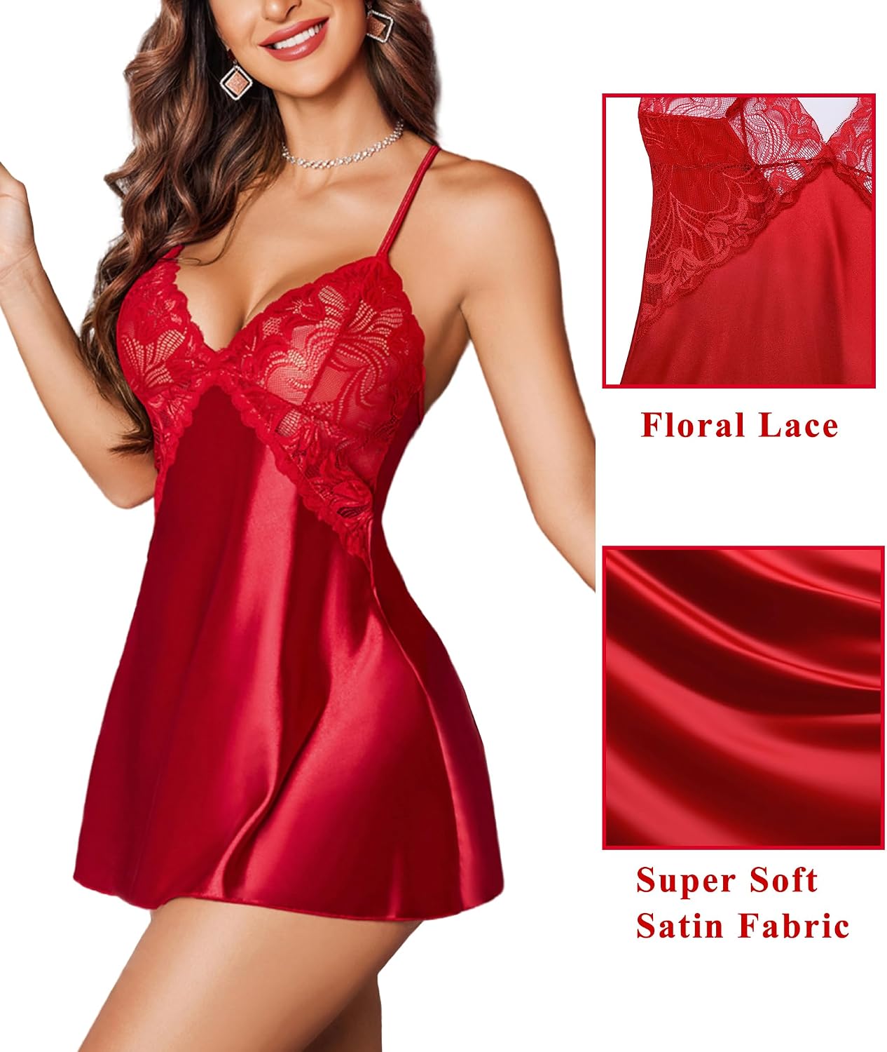 Women’s Lace-Trim V-Neck Mini Nightdress